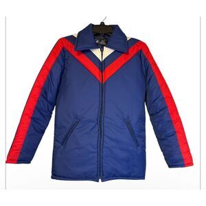 Sears Vintage Boys Ski Jacket Full Zip Hood Attached Sz. 16 Activewear
